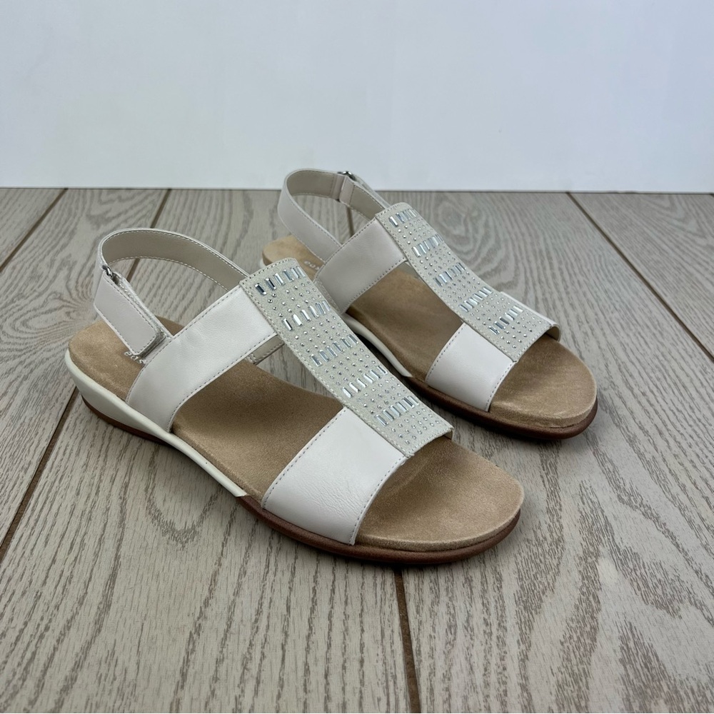 Easy Spirit Women's Hazel Rhinestone Embellished Slingback Sandals 9M Ivory $79